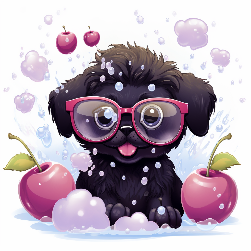 Plum Fruit with Sunglasses in Soapy Bubbles