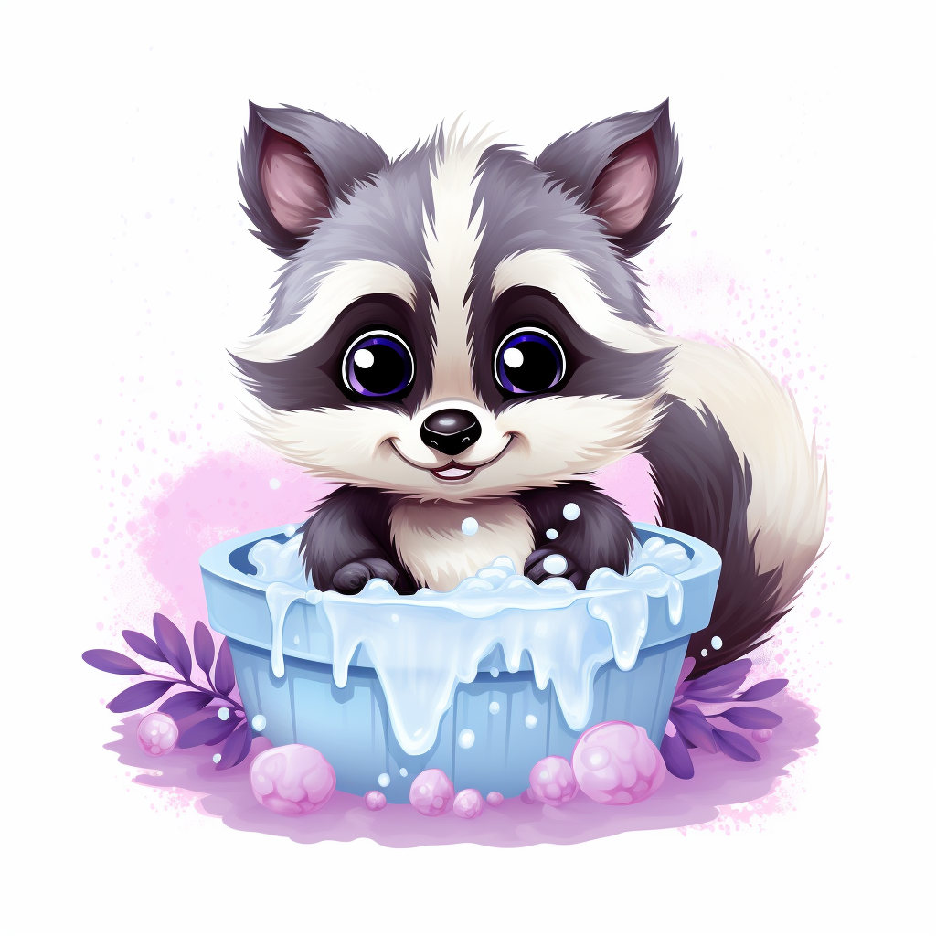 Adorable kawaii raccoon mascot for kids soap company