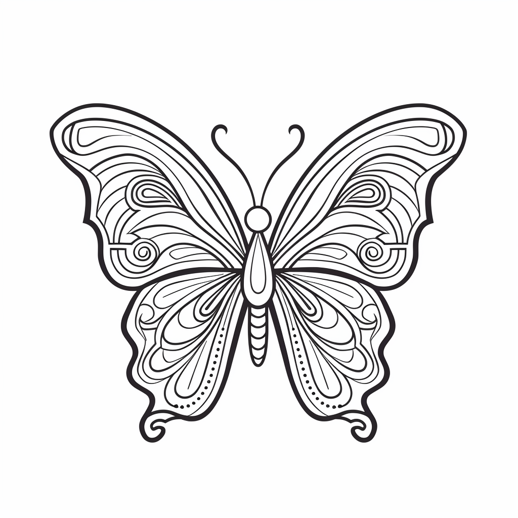 Kawaii Style Butterfly Coloring Page