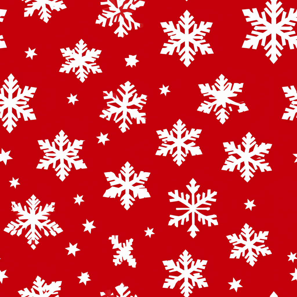 Cute white snowflakes on red background