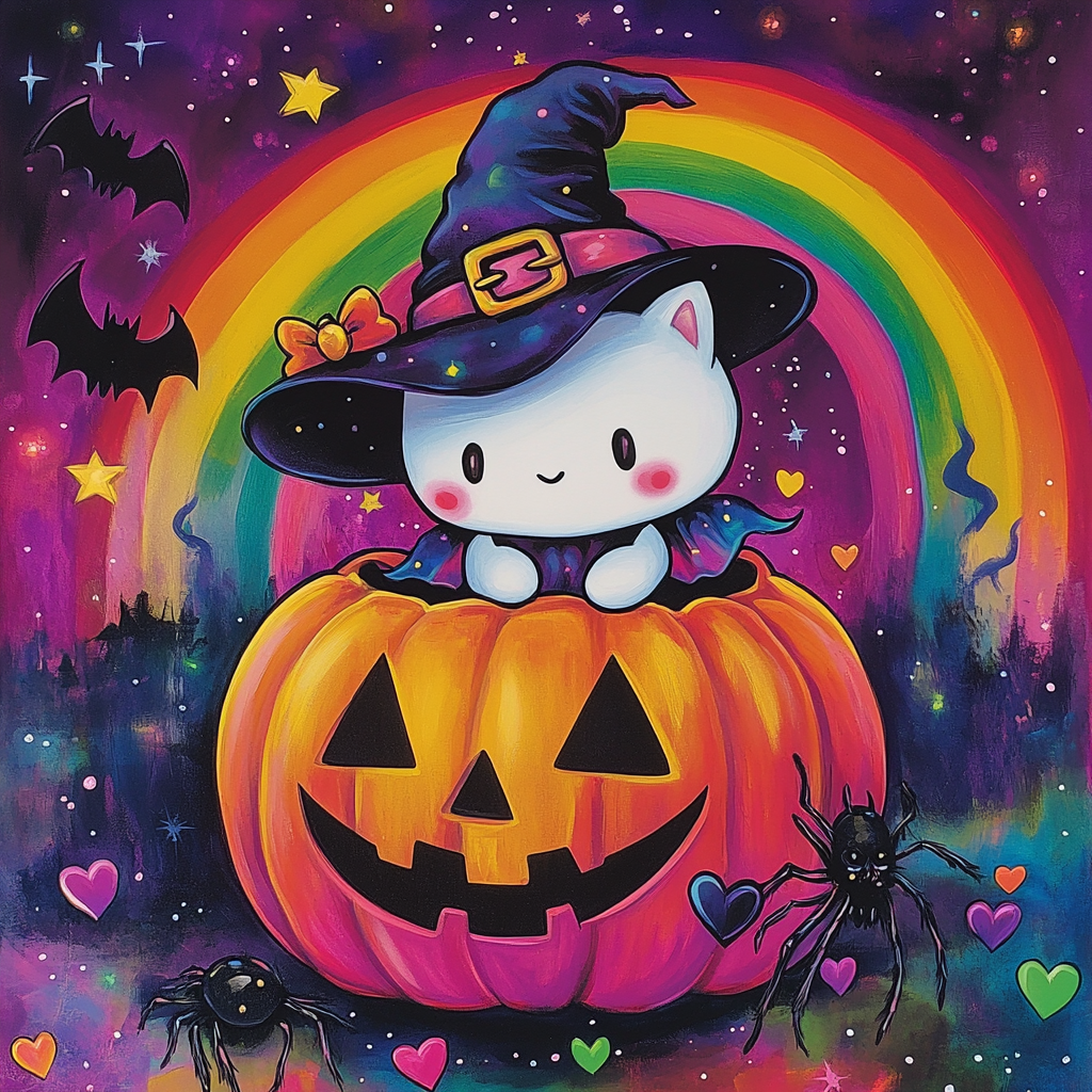 Hello Kitty Witch Pumpkin Rainbow