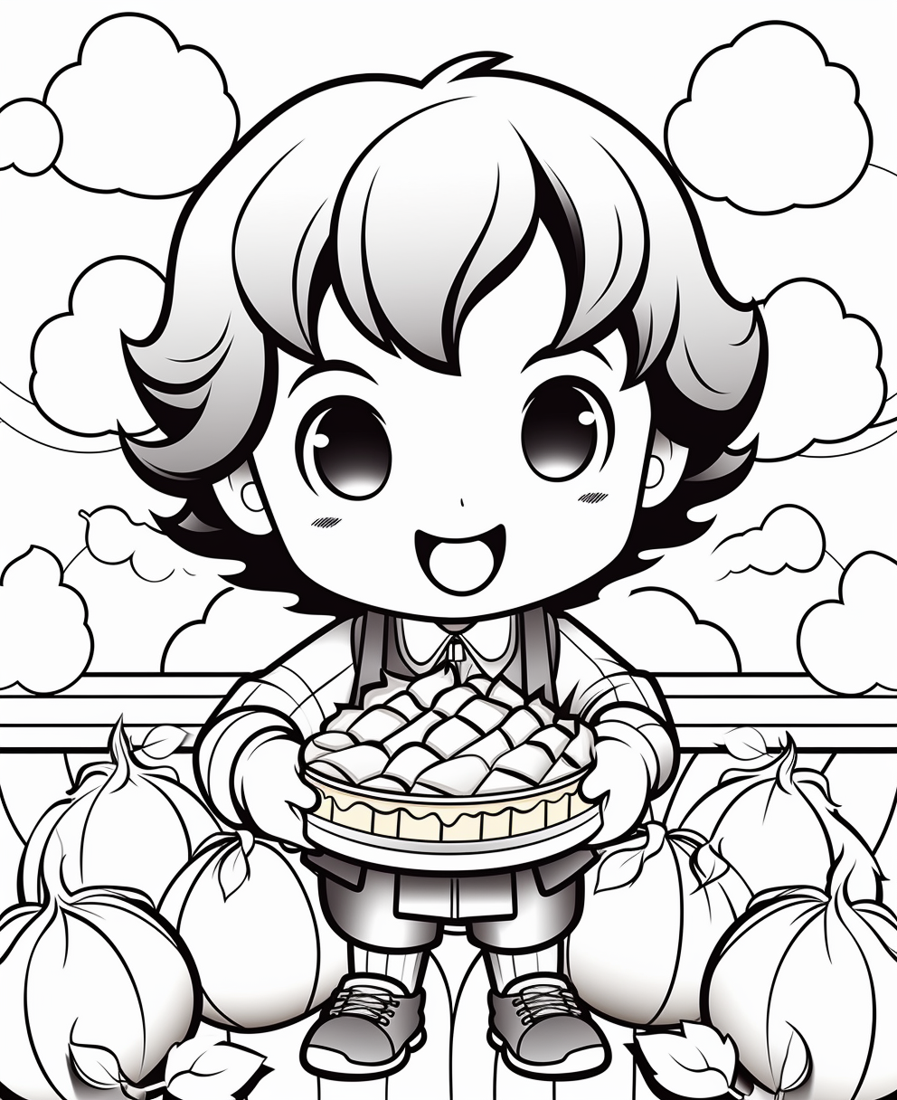 Adorable Thanksgiving lattice pie coloring page