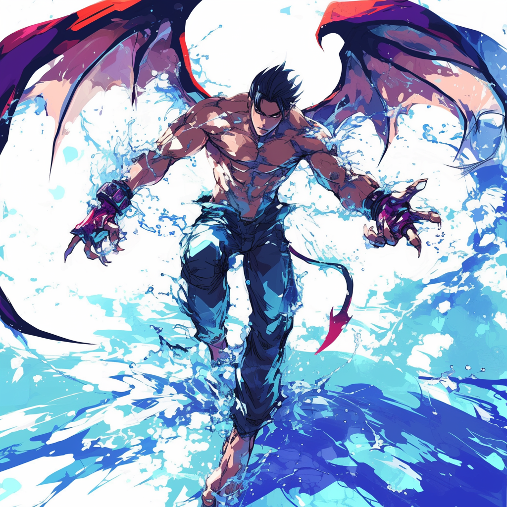 Kazuya with Demon Wings