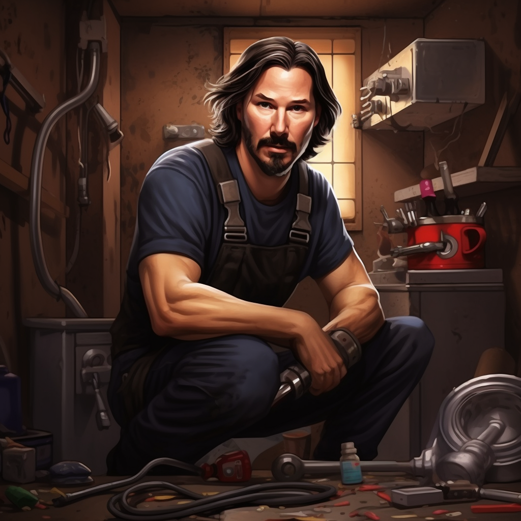 Keanu Reeves fixing plumbing with expertise