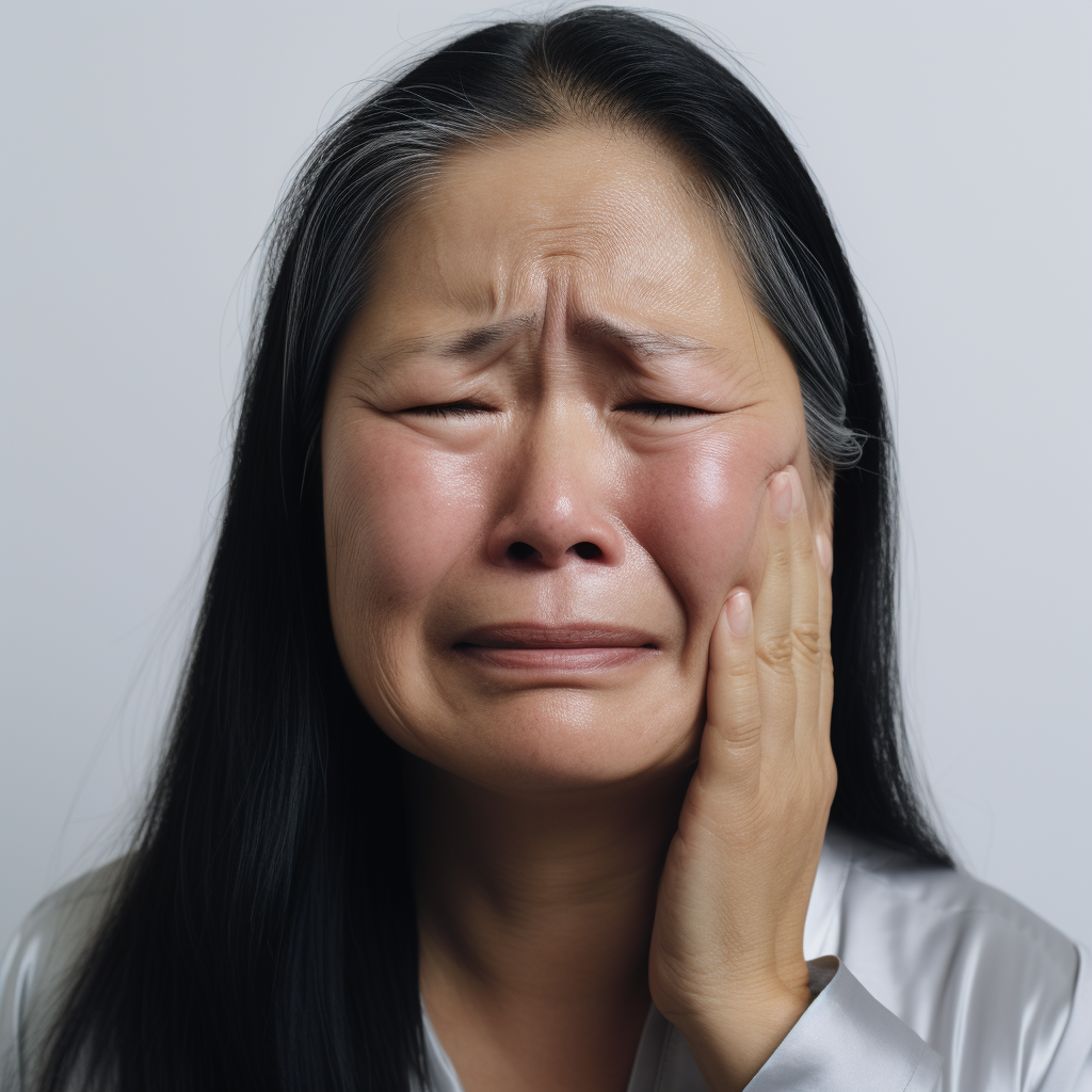 Keiko Fujimori crying against white background