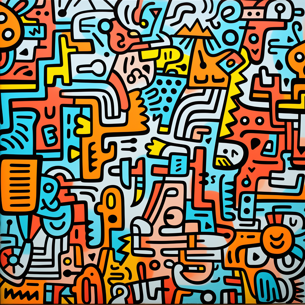 Colorful Keith Haring graffiti background