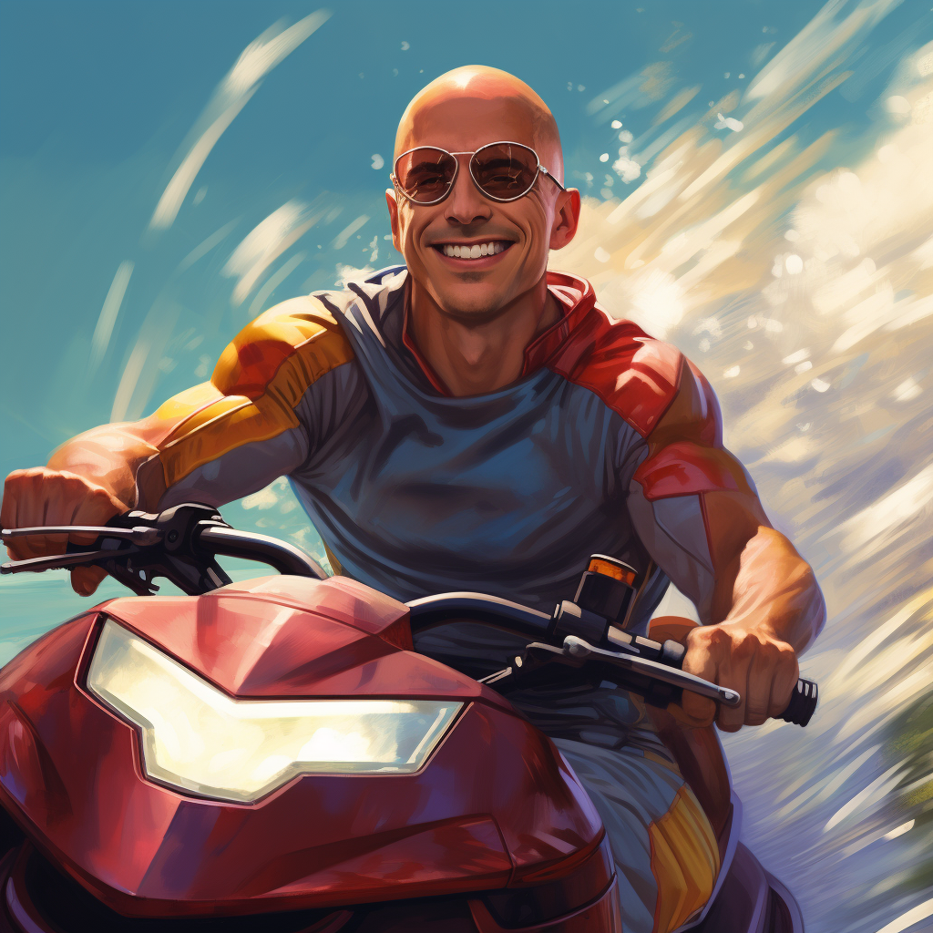 Kelly Slater on a Bobby Car in Marvel Style