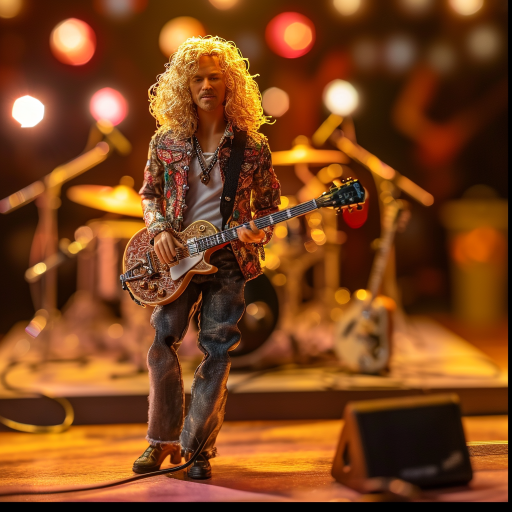 Ken doll as Robert Plant on concert stage