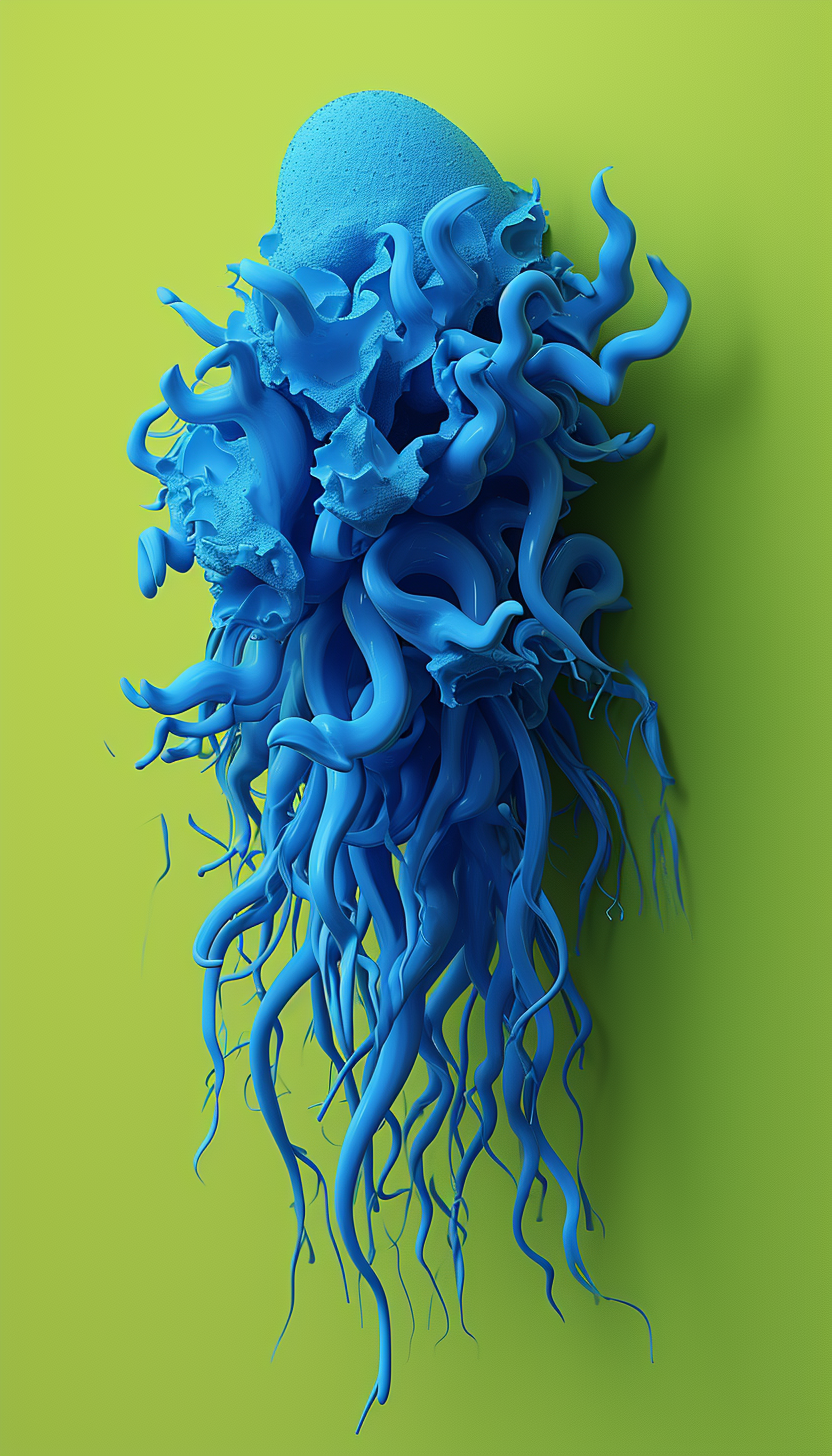 Ken Price-style bright blue plasticine sculpture