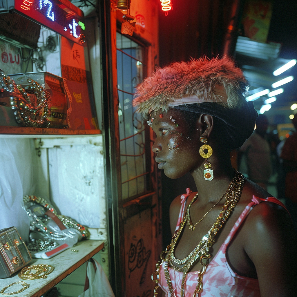 Kenyan women selling jewelry in slums