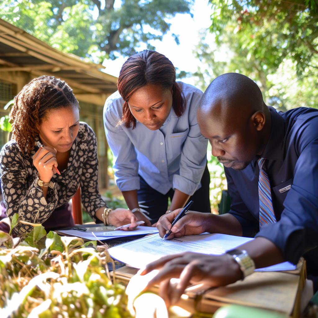 Kenyan researchers observing in the field