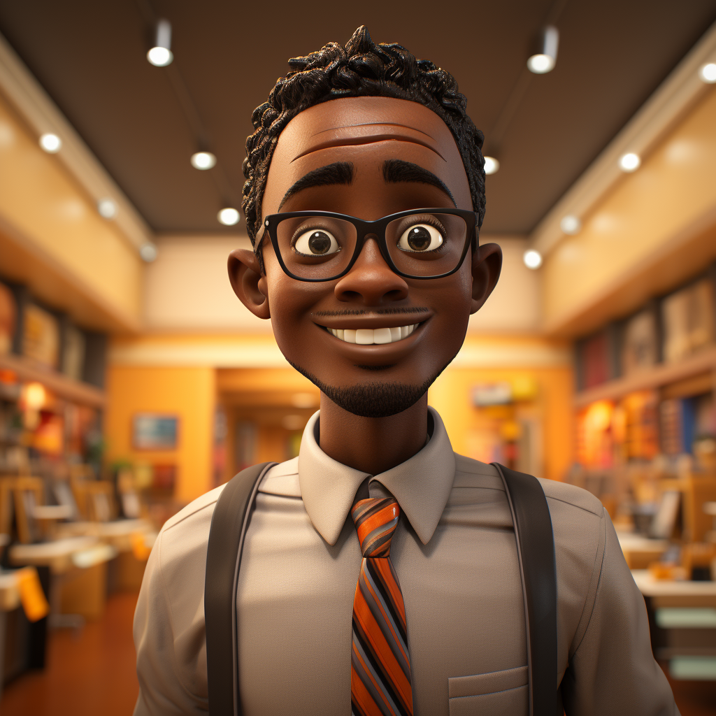 Kenyan Sales Person in Pixar Style