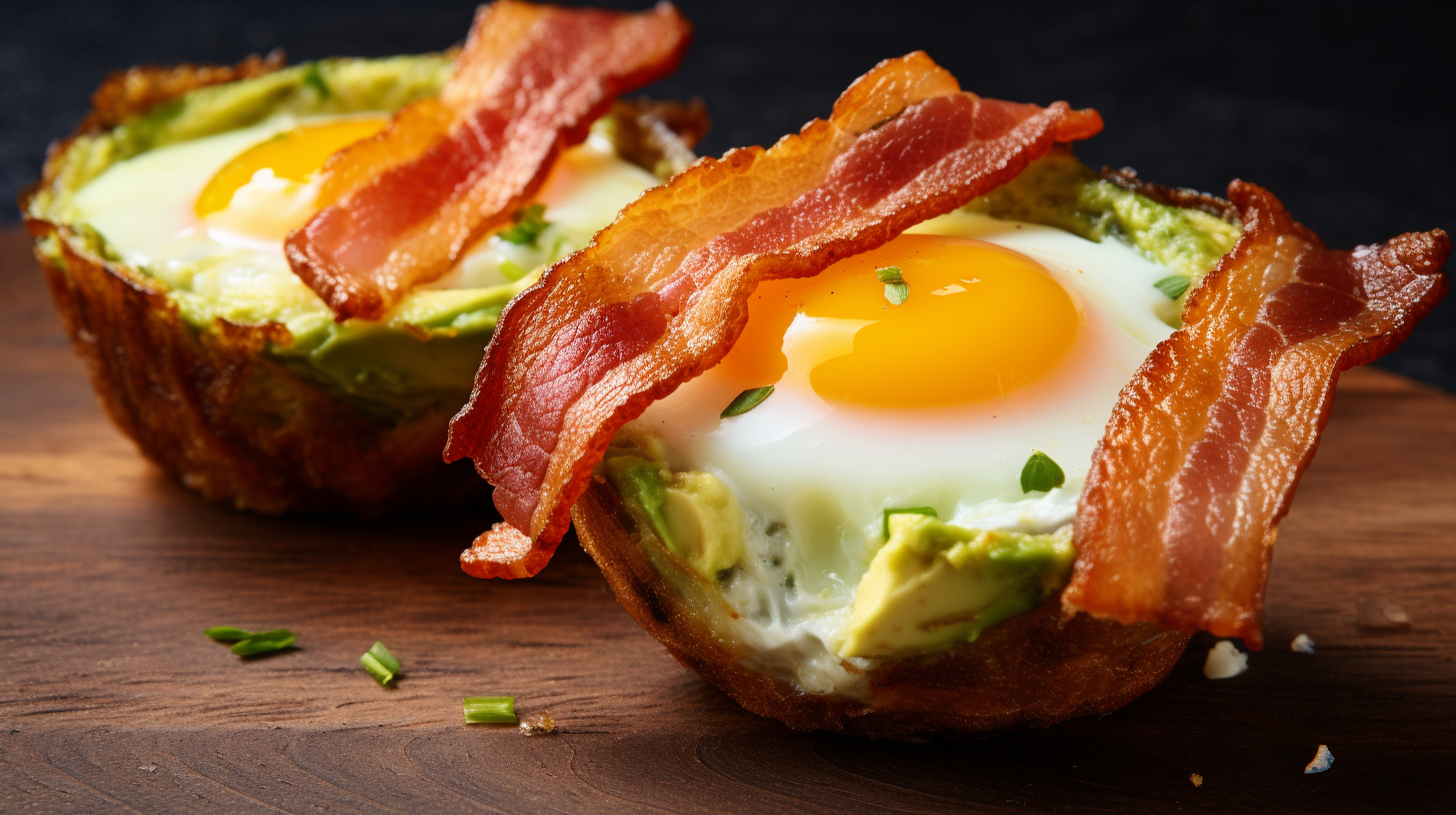 Tasty keto avocado bacon egg cups