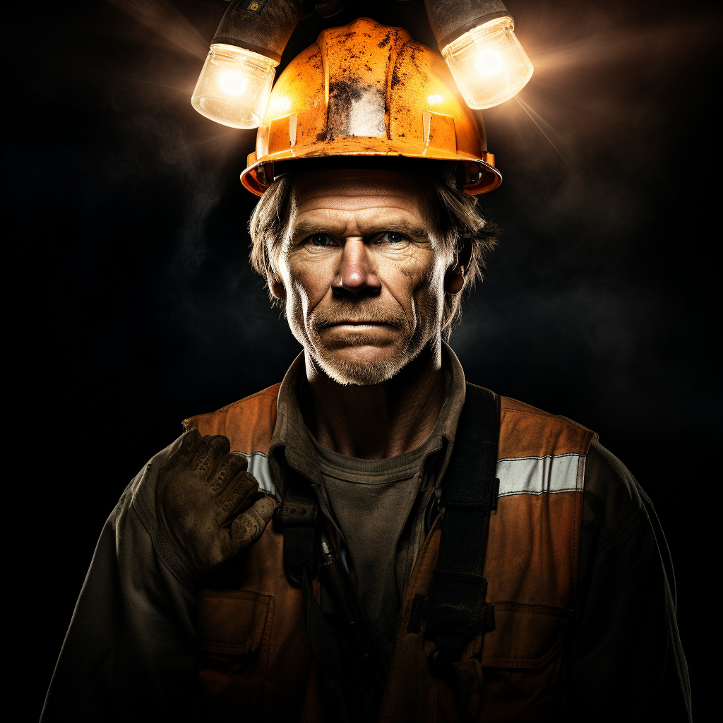 Kevin Bacon as a miner graphic