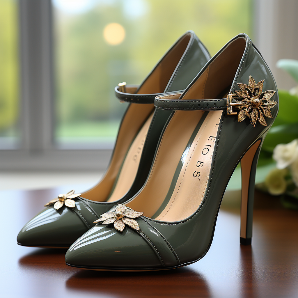 Minimalist khaki high heeled shoes for women