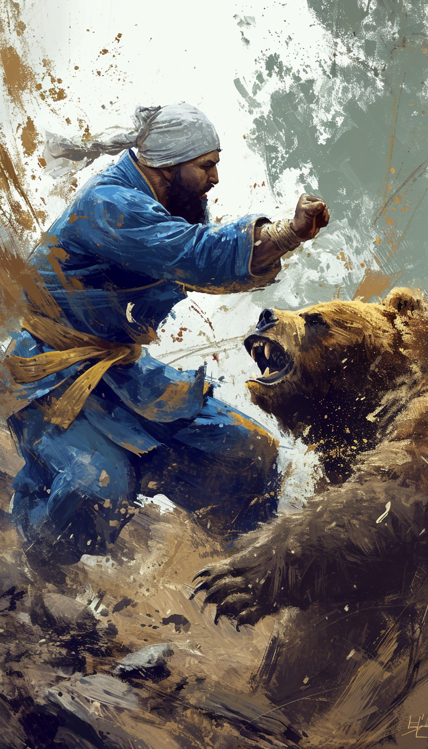 Khalsa Niang Sikh Warrior fighting a bear