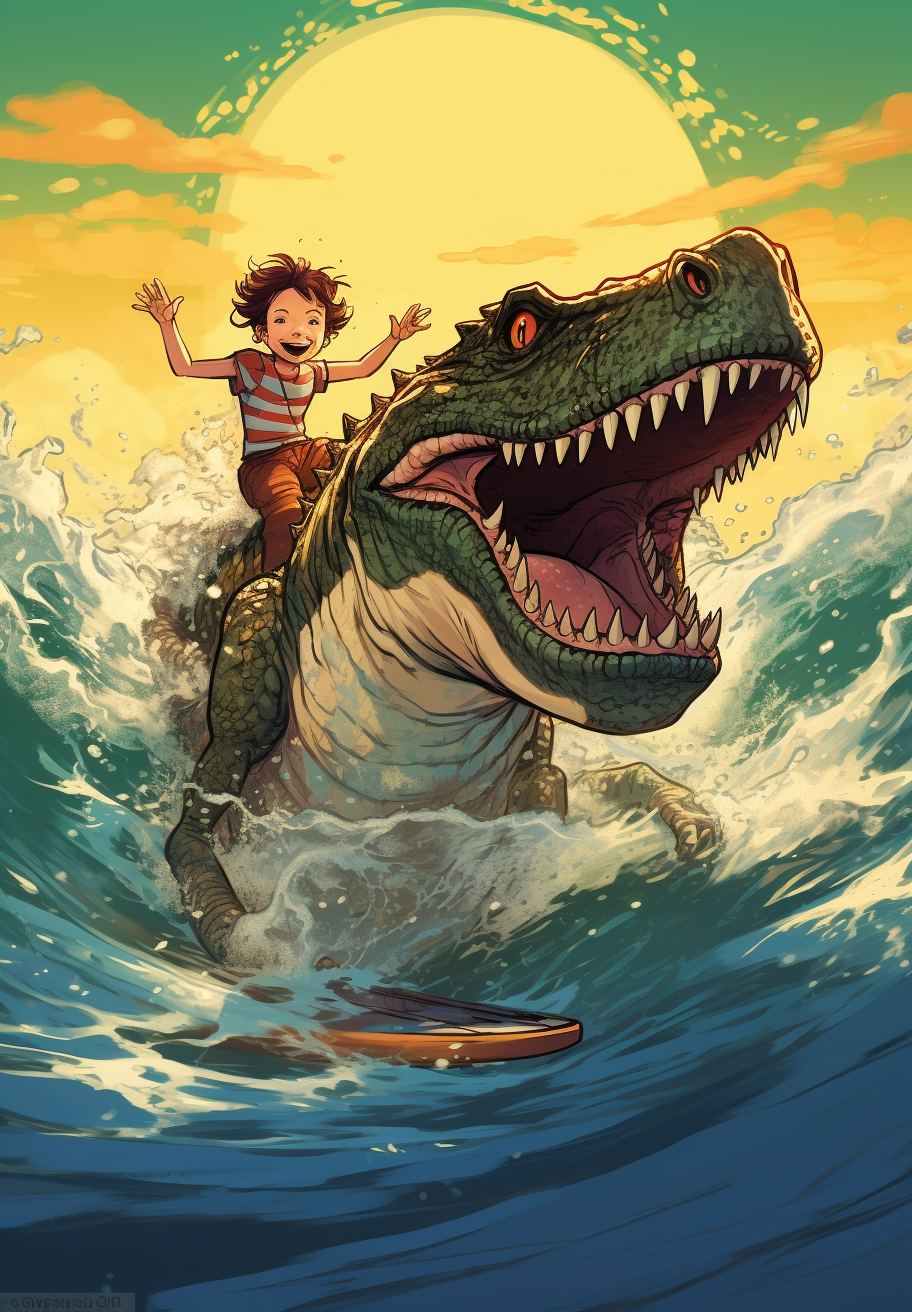 Kid and Adult Surfing on Crocodile Boards