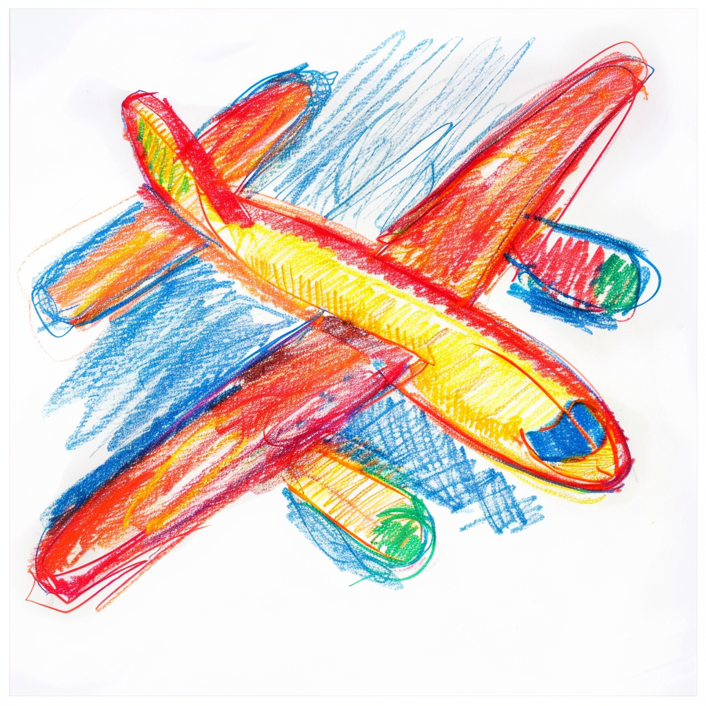 Kid's Crayon Airplane Drawing