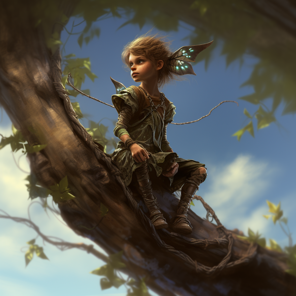 Kid Faerie on Branch Looking Down