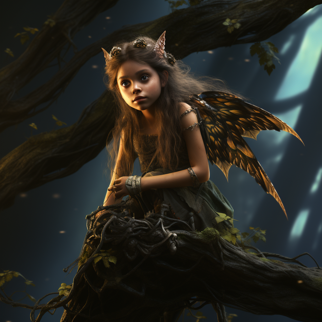 Kid Faerie Standing on Branch