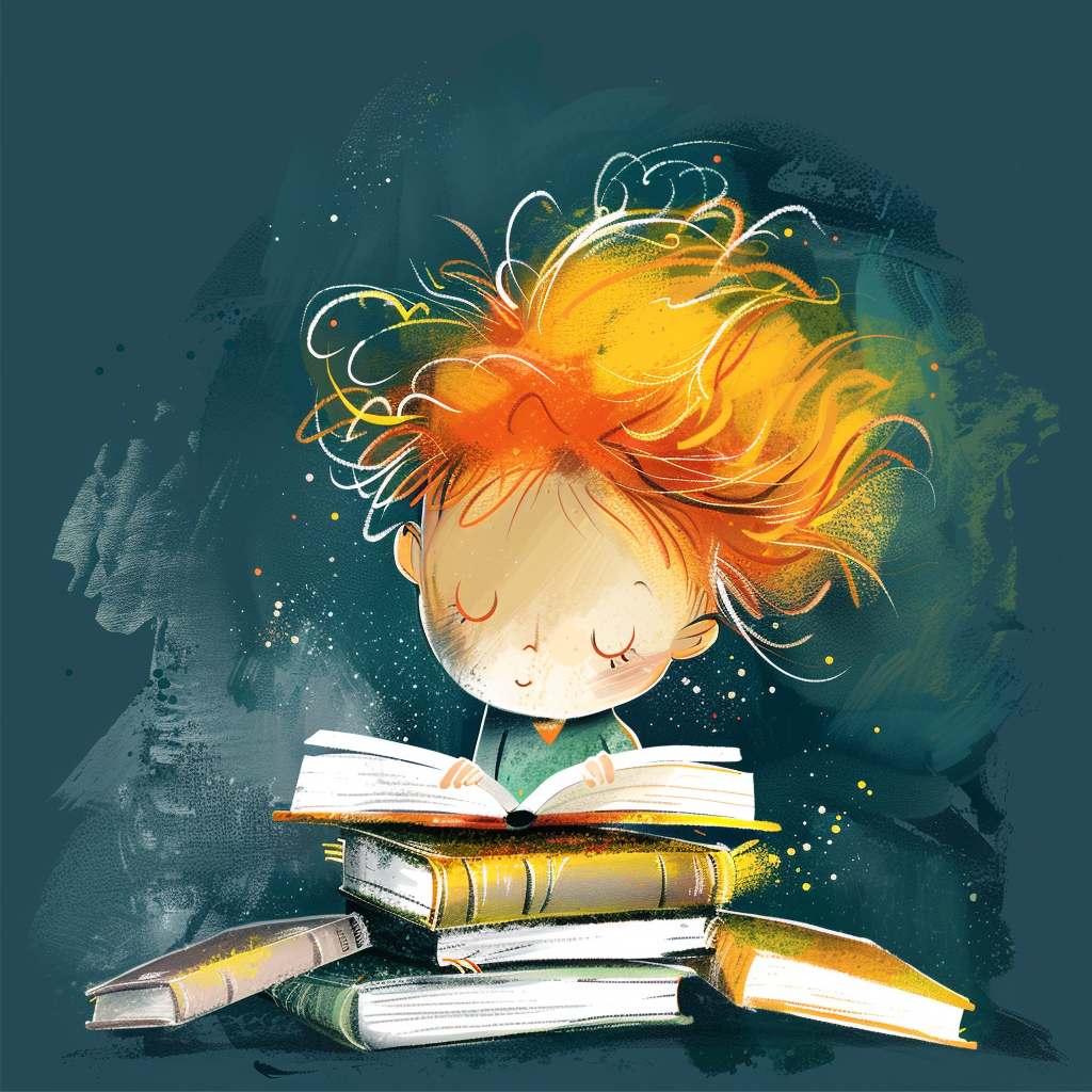 Kid with Orange Hair Learning