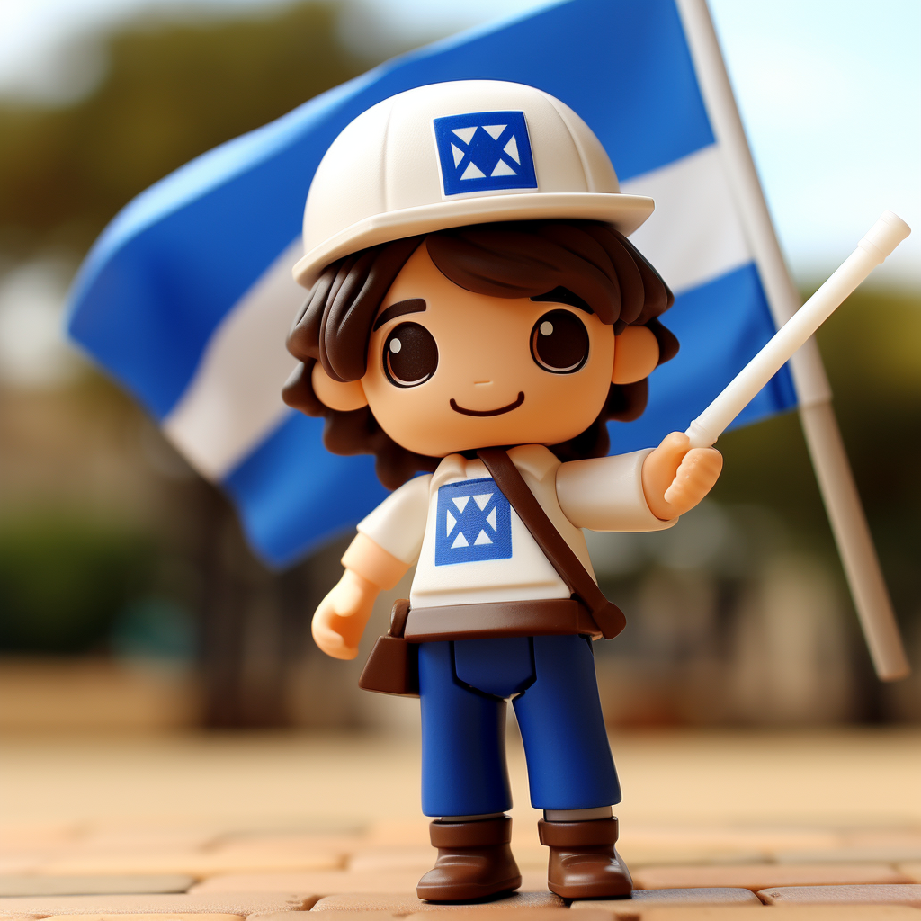 Kid playing with Playmobil and Israel flag