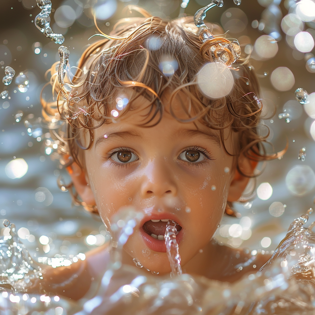 Disgusted kid spitting water