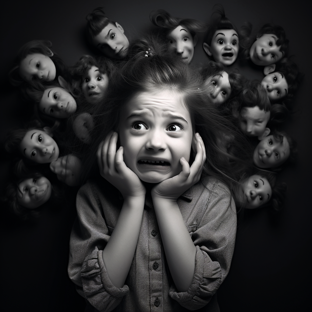 Black and white image capturing kid emotions