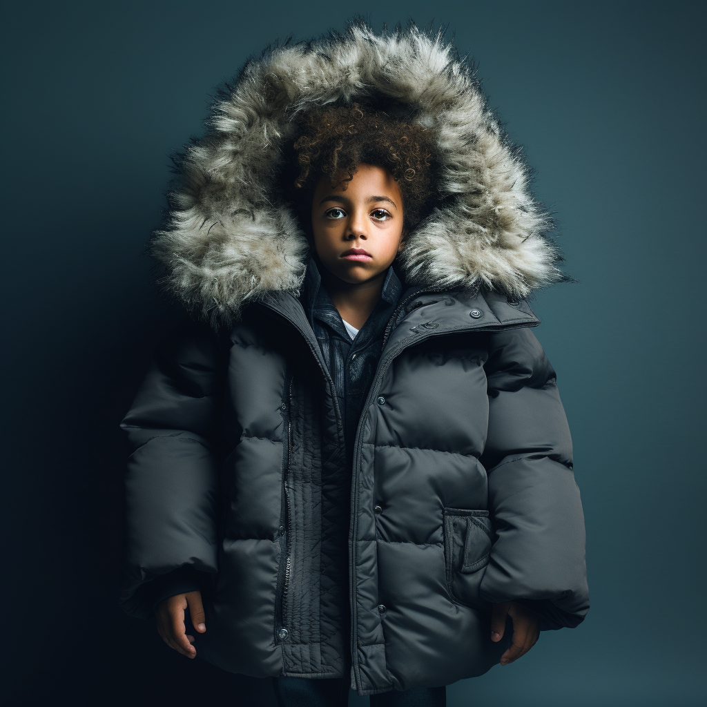 10-year-old kid revealing coat contents