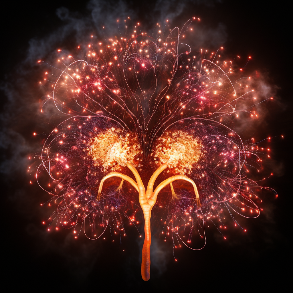 Stunning kidney-shaped fireworks display