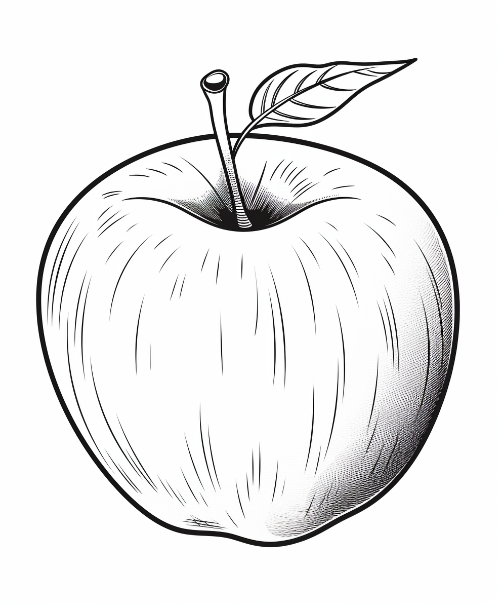 Kids Apple Cartoon Line Art