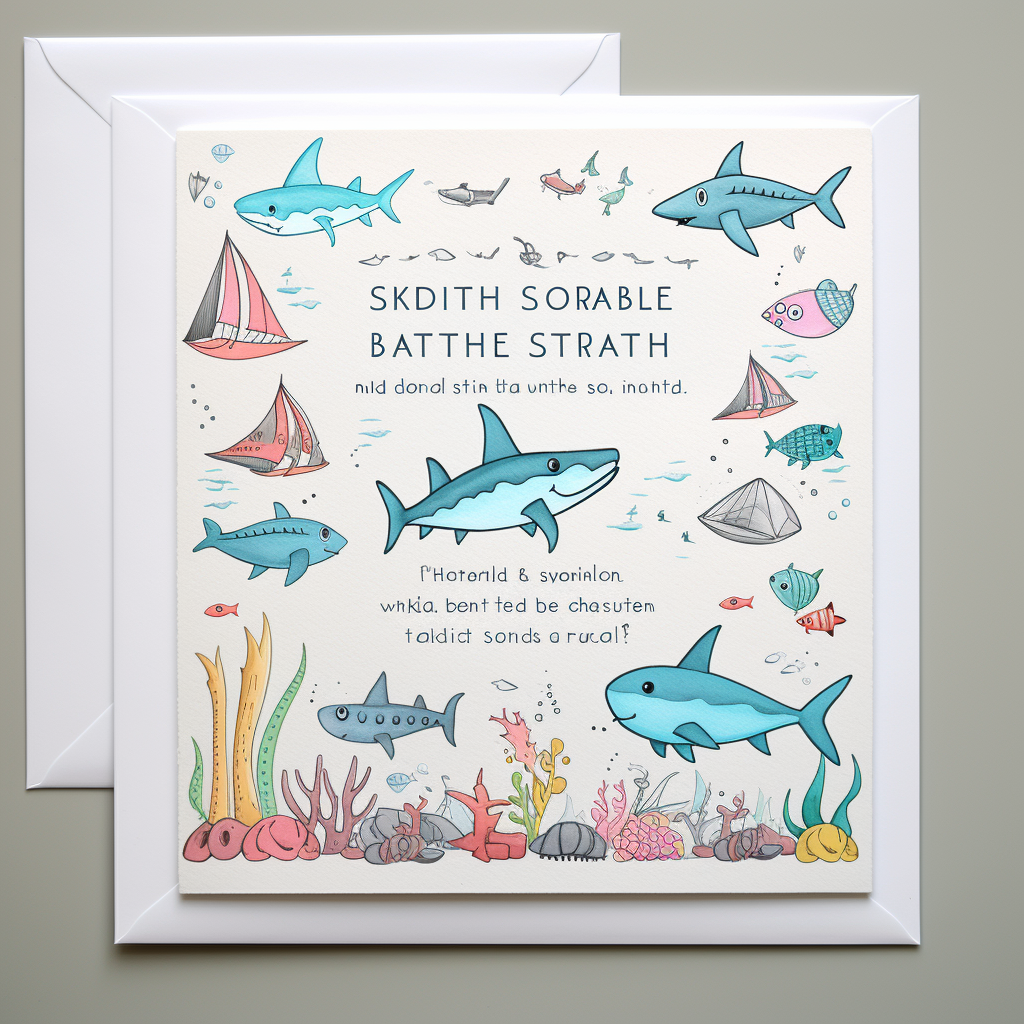 Colorful kids birthday invitation with sharks and pirates