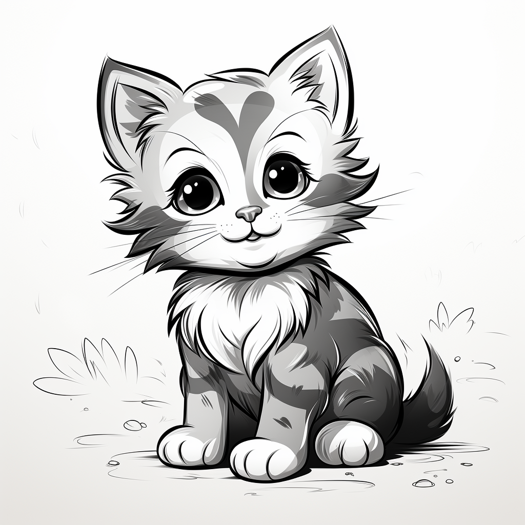 Cute cat sketch for kids