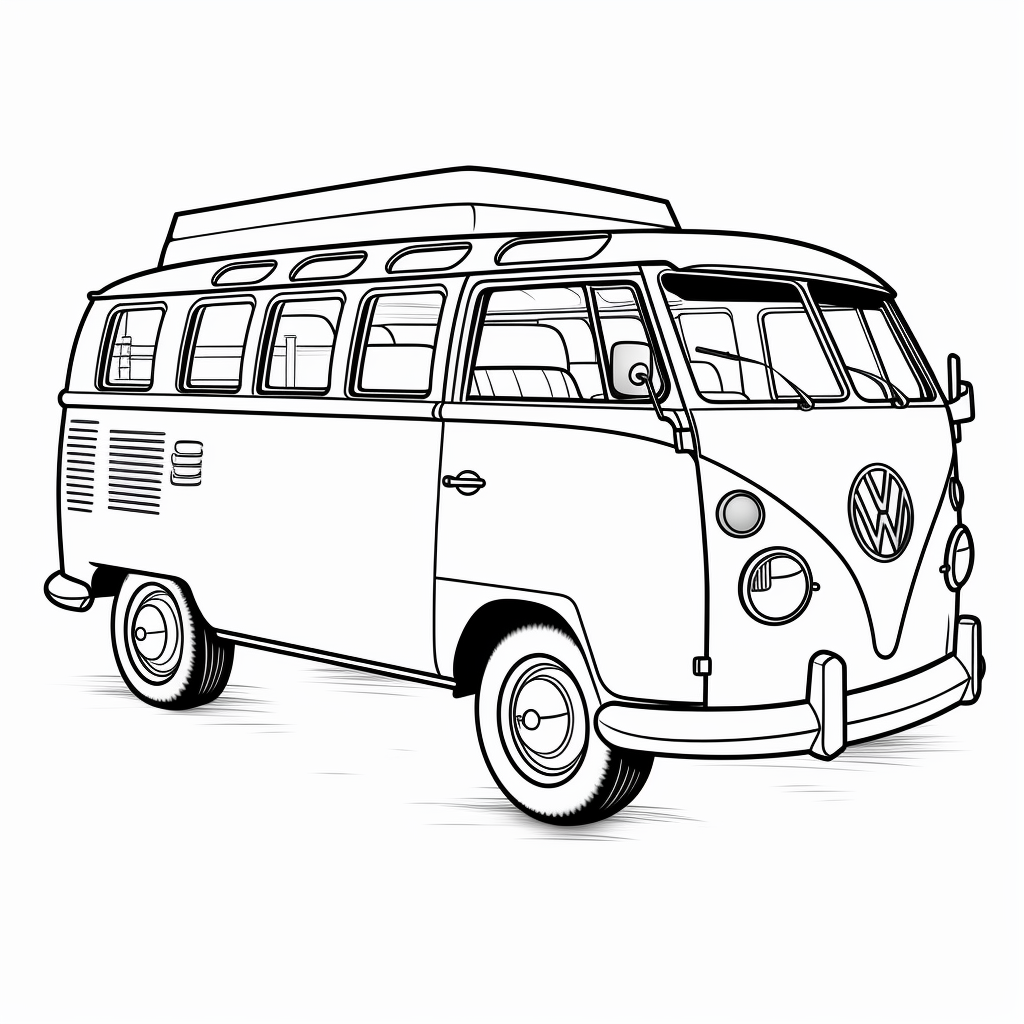 Cartoon-style camper van coloring