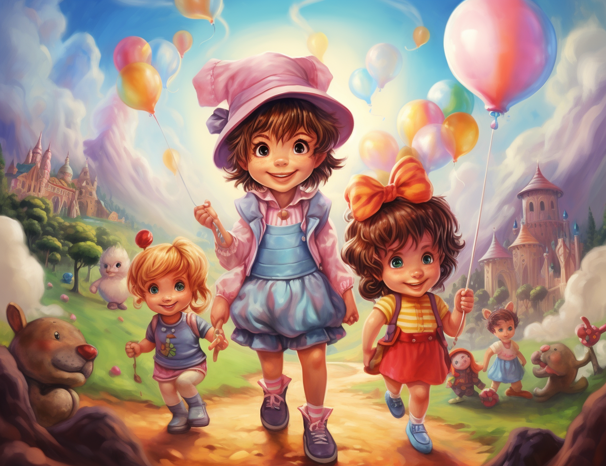 Playful children exploring Candyland