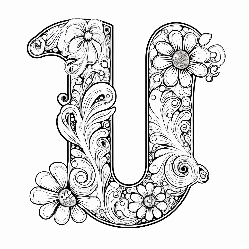 Cartoon-style letter U for kids