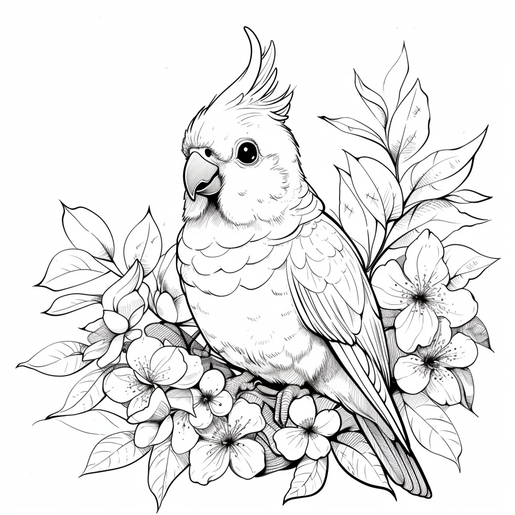 Kids Coloring Book Style Parrot Outline