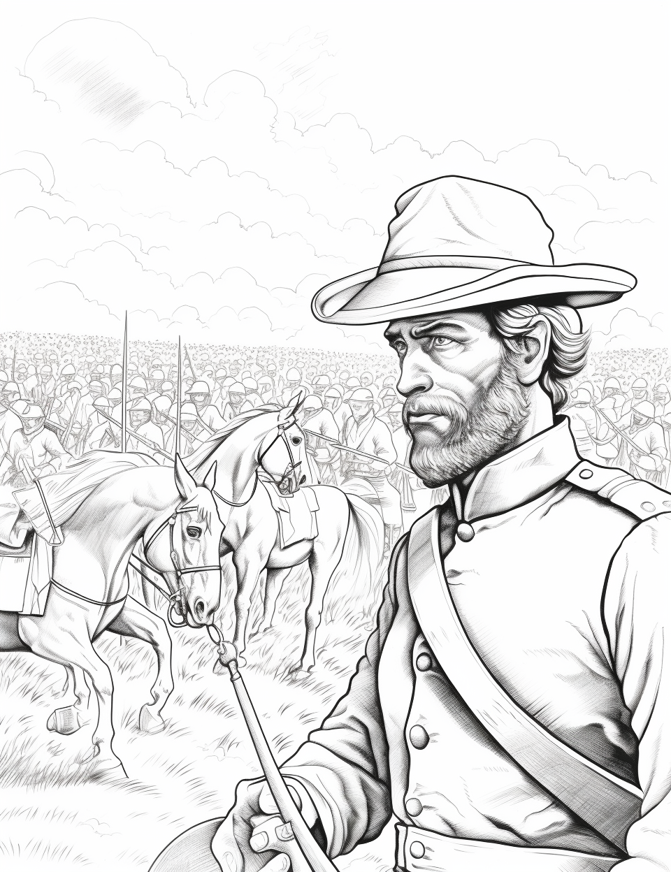 Kids coloring page of the Battle at Gettysburg