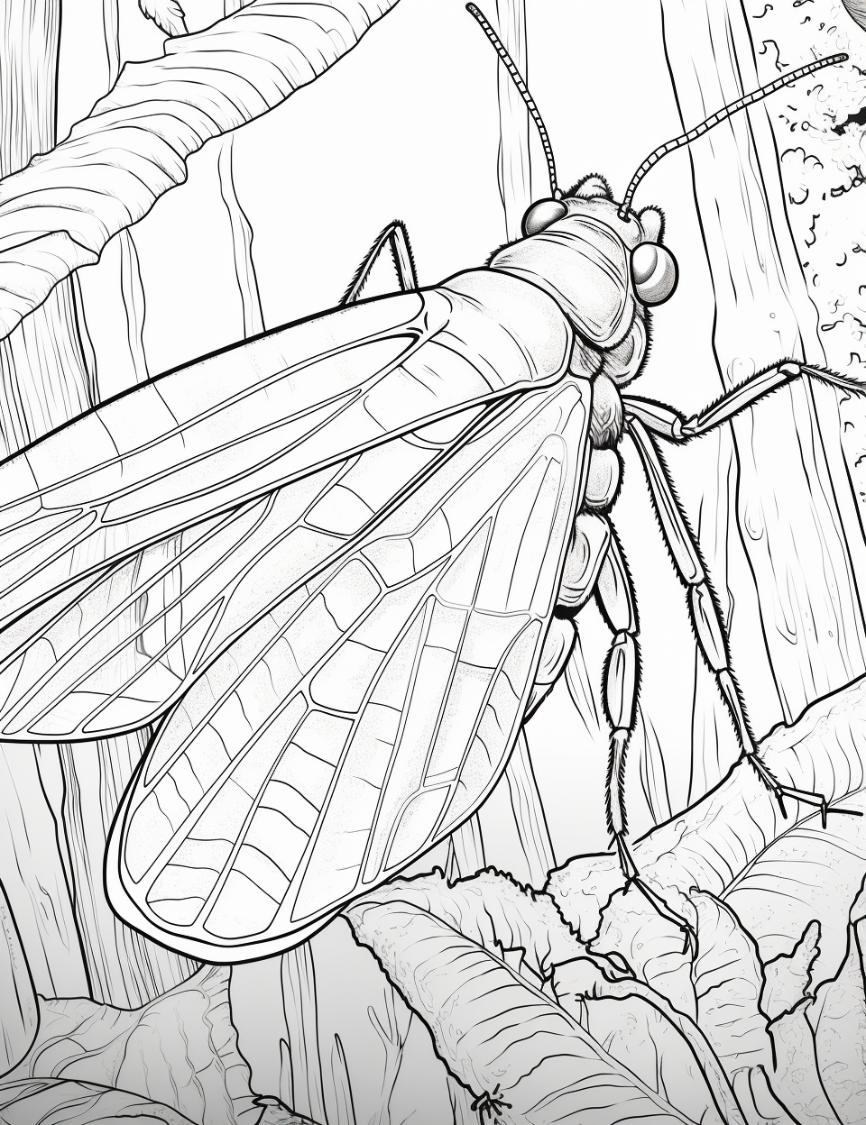 Simple Black and White Insect Coloring Sheet