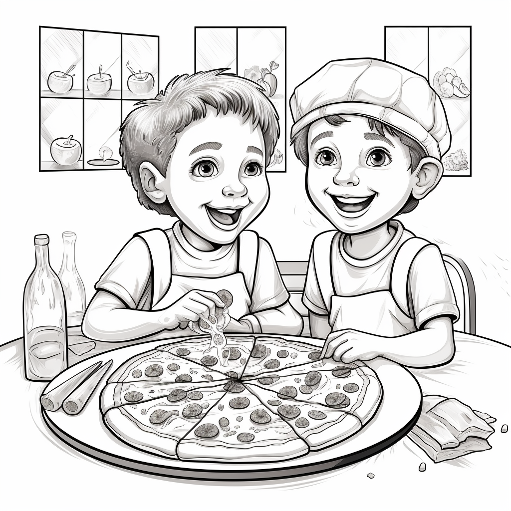 Coloring Page of a Pizza