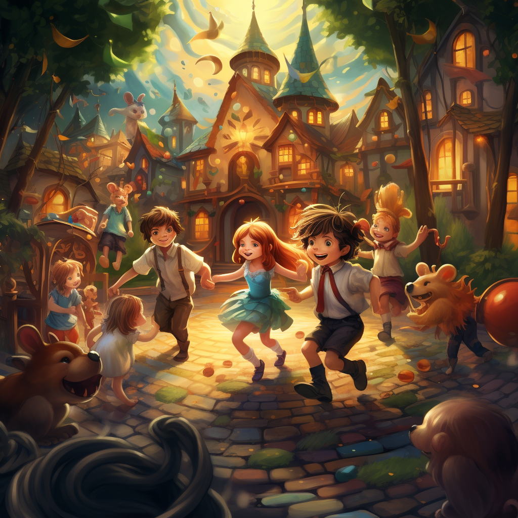 Children having fun in fantasy land