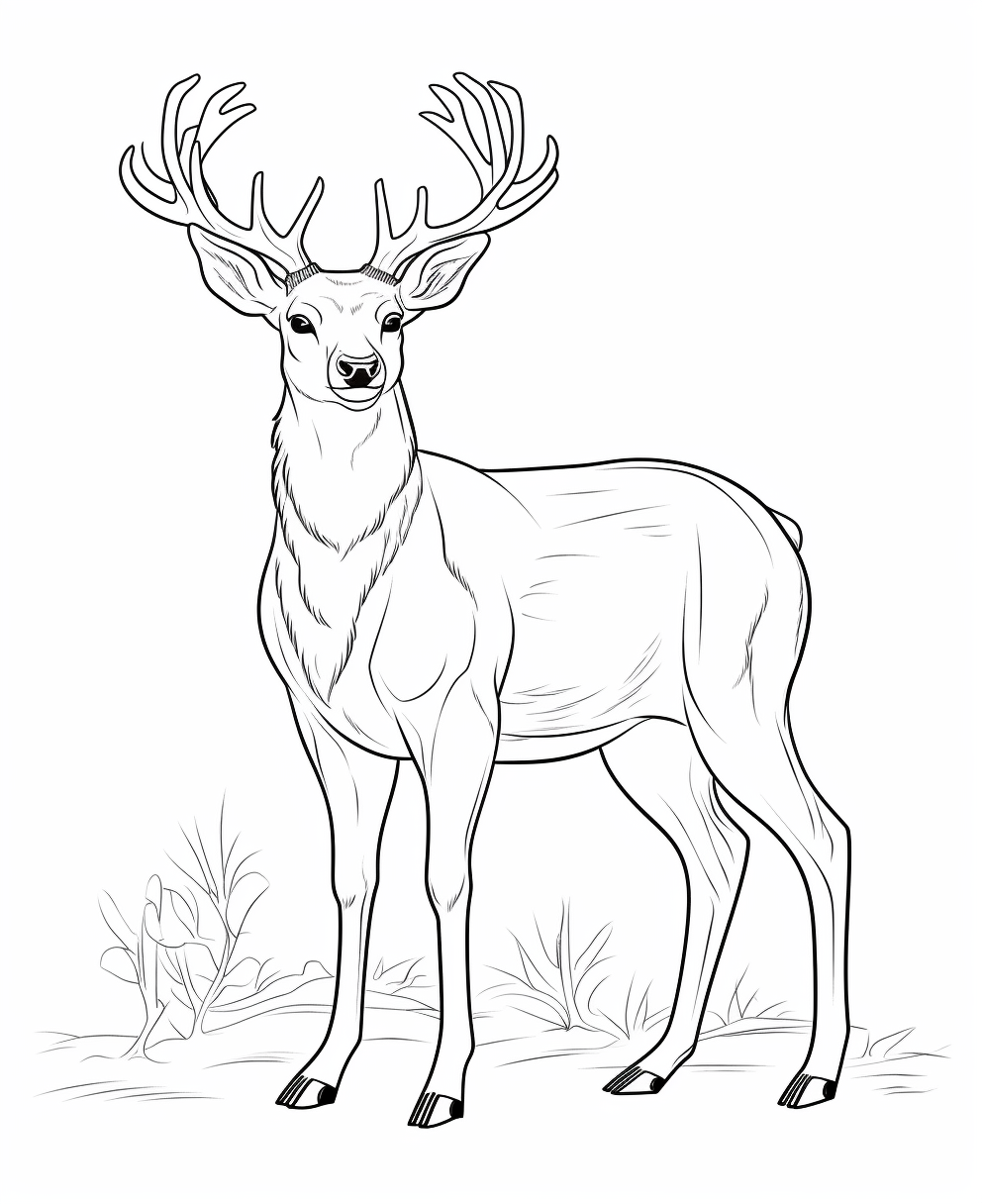 Cute deer coloring page for kids