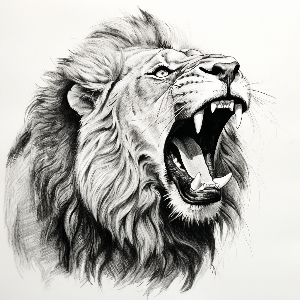 Kids drawing of roaring lion