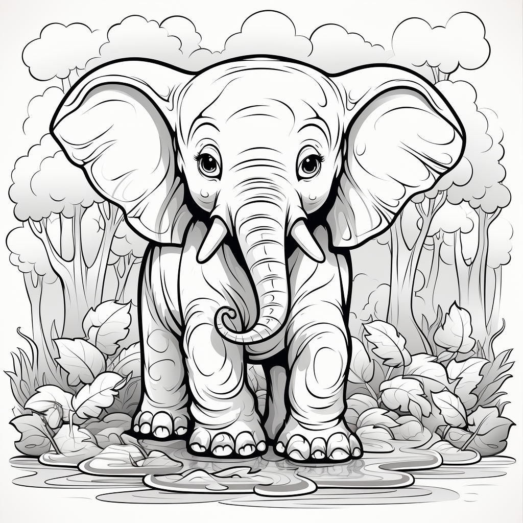 Cartoon elephant coloring page