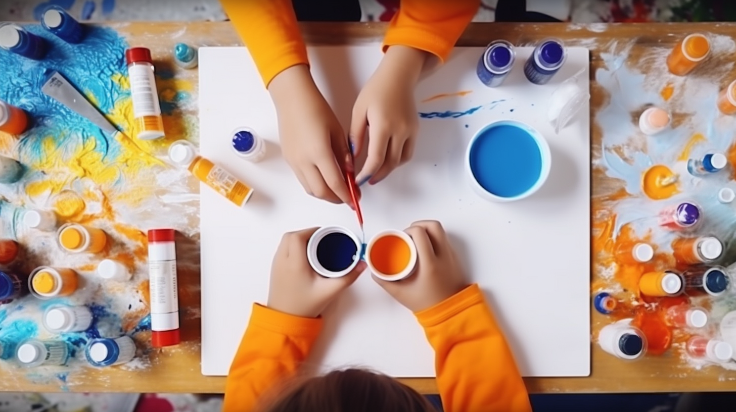 Kids using glue for art