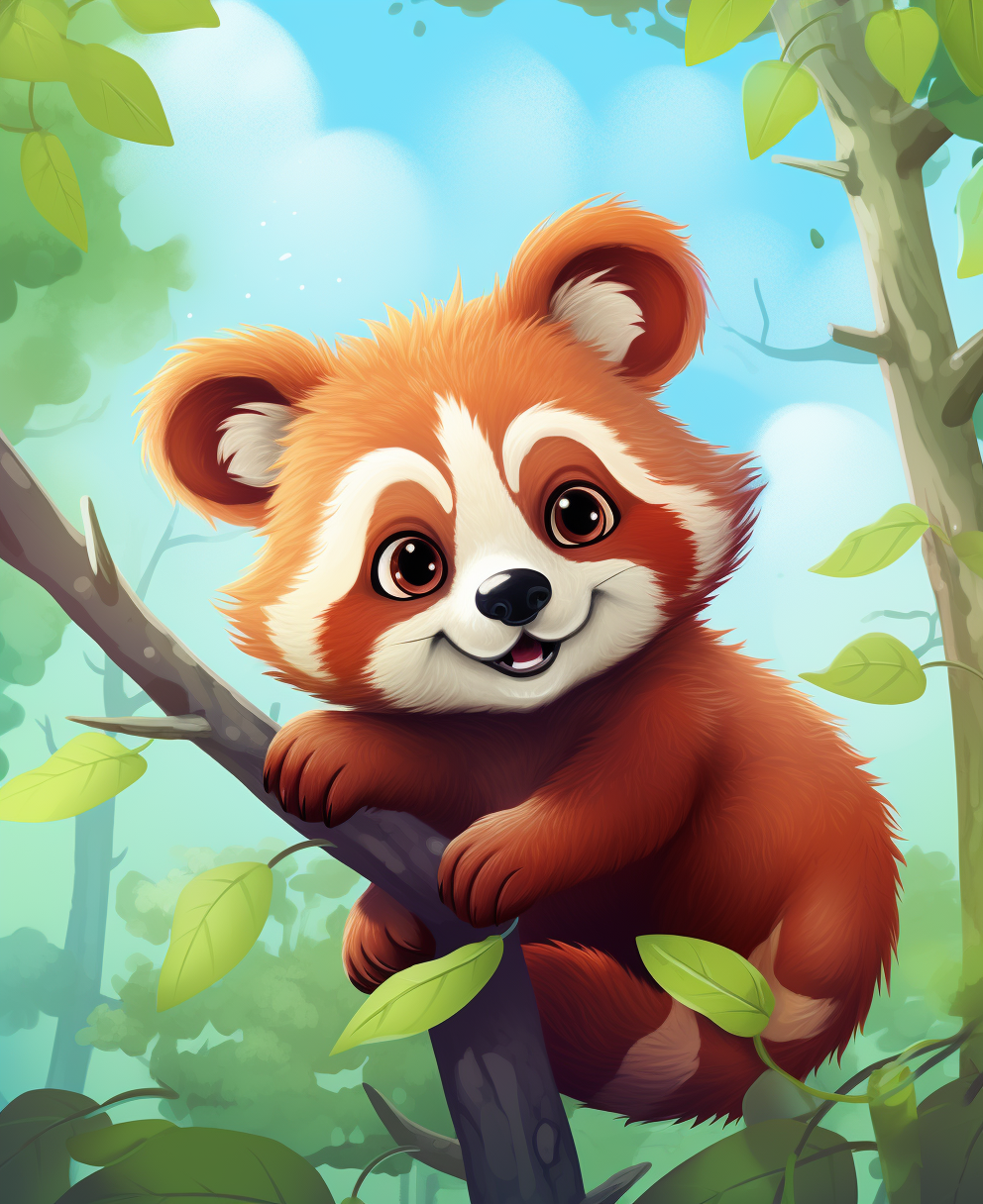 Cute red panda illustration for kids