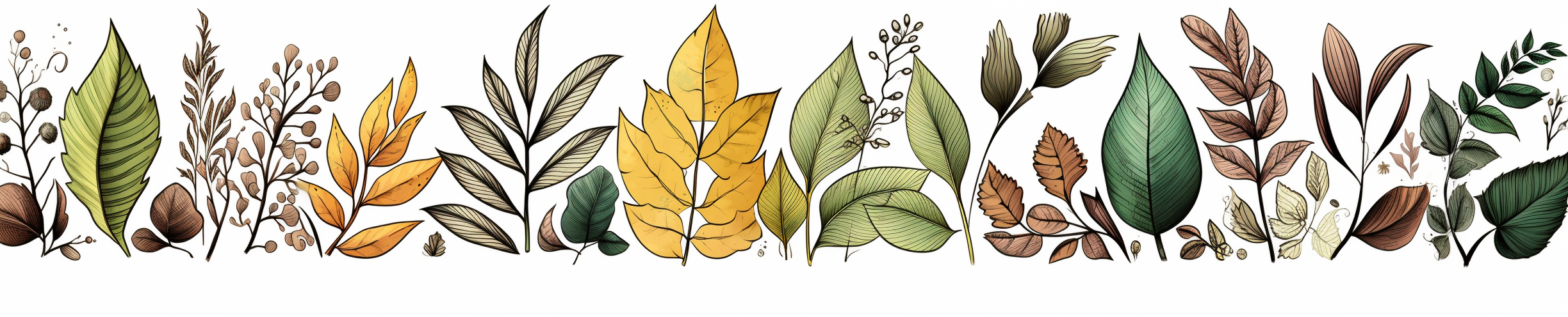 Kids nature coloring doodles with leaves