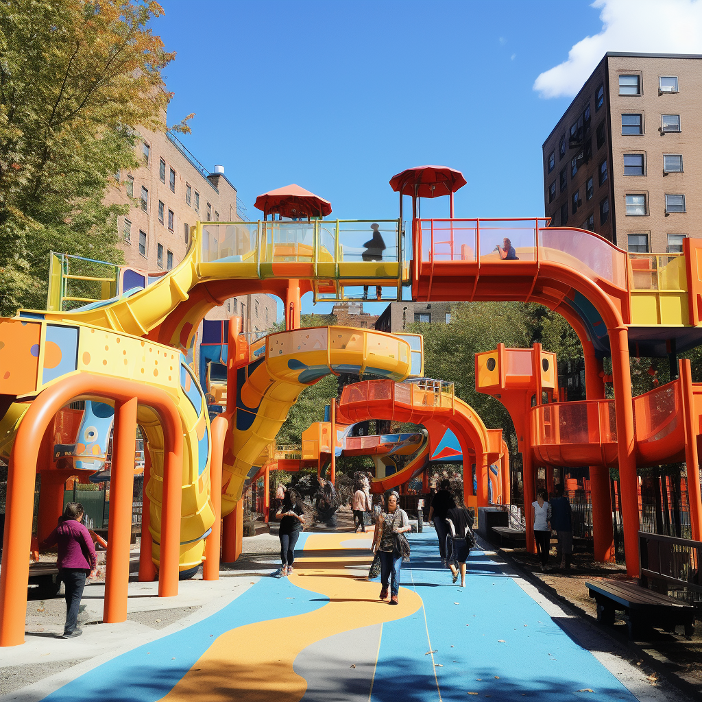 Children enjoying the playground under Metro North rail line