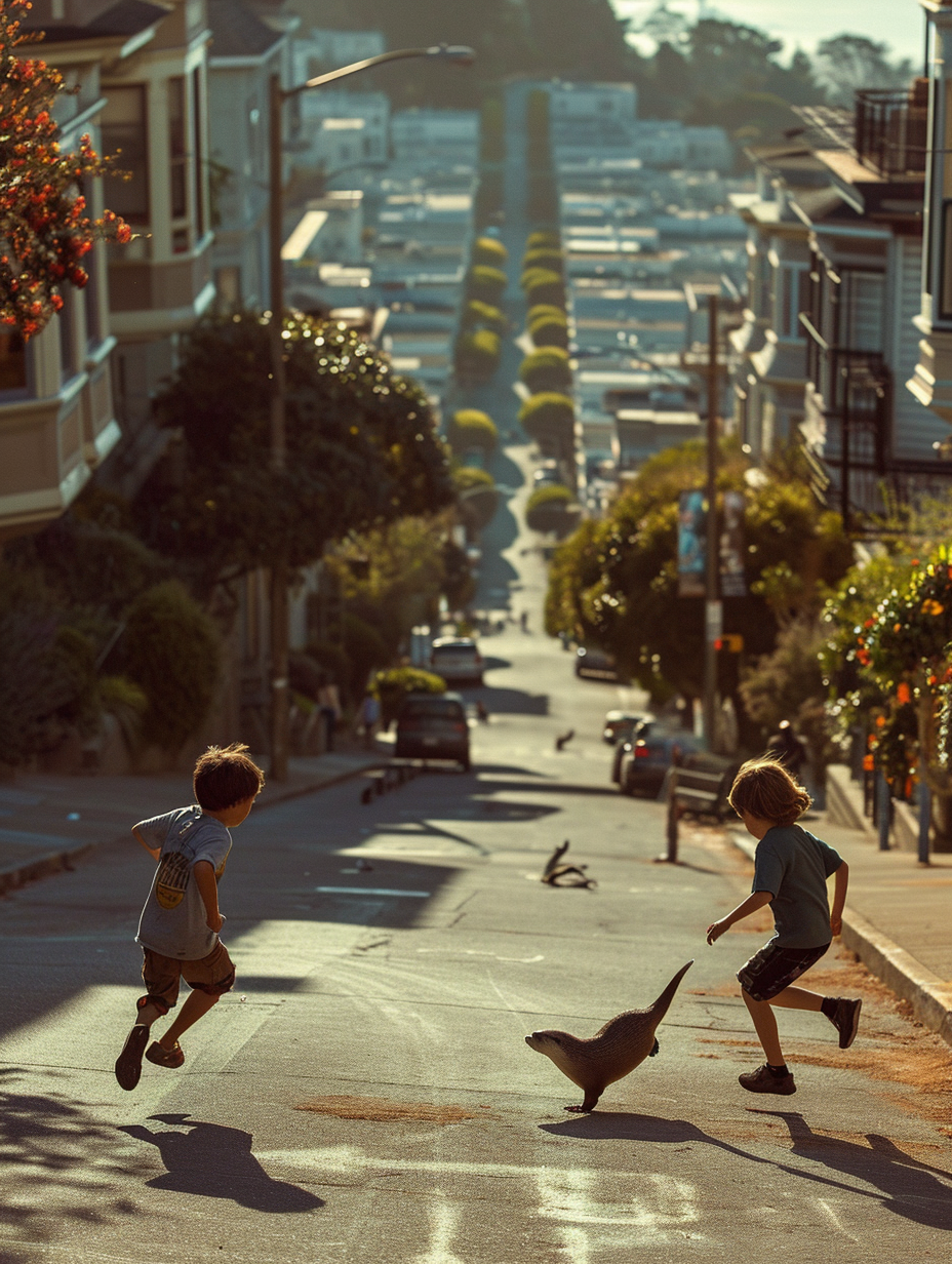 Kids Running Chasing Otter San Francisco