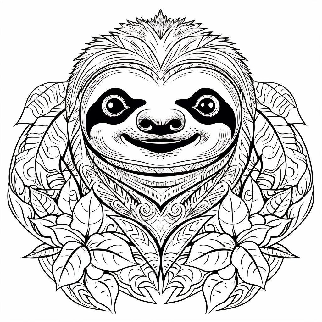 Cartoon Sloth Coloring Page